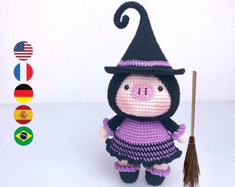 Cindy The Witch Pig – Crochet PDF pattern, instant download