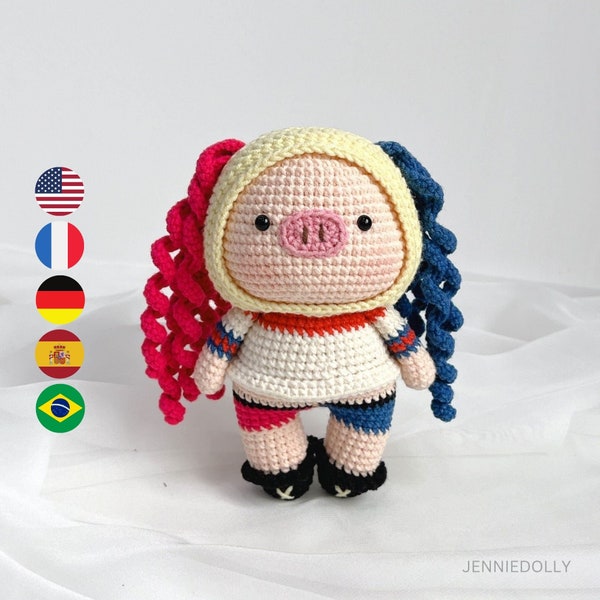 The Harley Quinn Pig (movie version) Crochet Amigurumi Doll – Digital PDF pattern, instant download