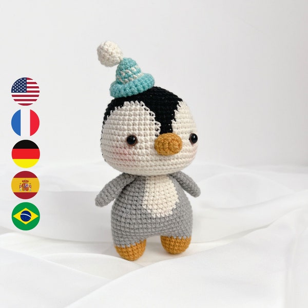 Peggi The Penguin - Crochet Amigurumi Doll pattern, digital PDF files häkelanleitung, patrón English Deutsch Français Español Português