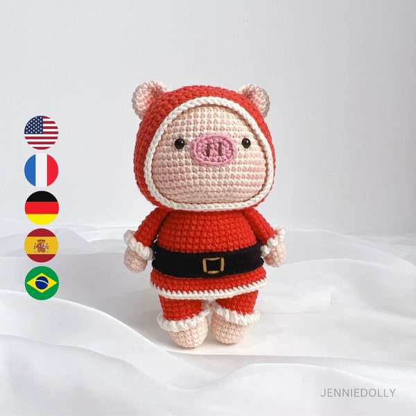 Galvin The Santa Pig Crochet Amigurumi Doll Christmas – Digital PDF pattern, instant download