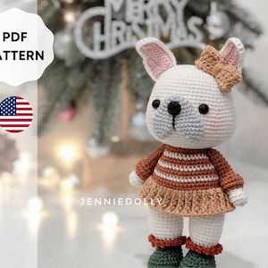 Cookie The Frenchie –  Amigurumi crochet dog PDF pattern, instant download