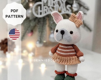 Cookie The Frenchie –  Amigurumi crochet dog PDF pattern, instant download