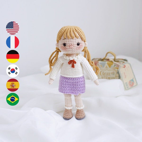 Maya Doll – Crochet doll amigurumi pattern, digital PDF files häkelanleitung, patrón English Deutsch Français Español Português Korean