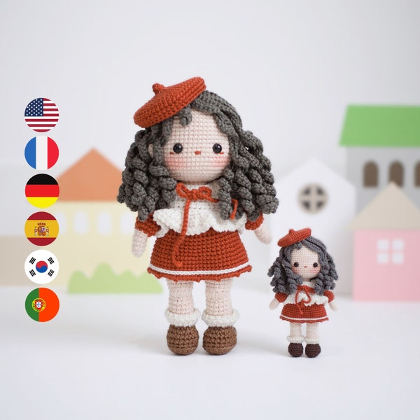 Susie Doll – Amigurumi Crochet Doll Pattern, Digital PDF Häkelanleitung Patron English Deutsch Français Korean Español Português
