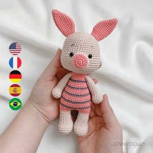 Piglet Crochet Pattern – Pig amigurumi pattern, digital PDF files häkelanleitung, patrón English Deutsch Français Español Português