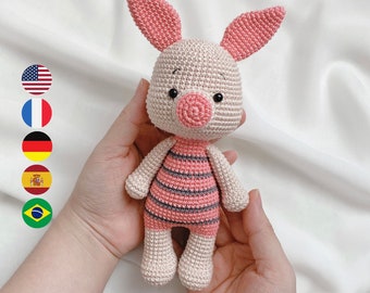 Piglet Crochet Pattern – Pig amigurumi pattern, digital PDF files häkelanleitung, patrón English Deutsch Français Español Português