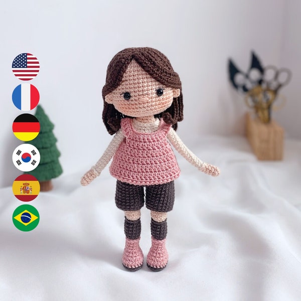 Amber Doll – Modèle amigurumi de poupée au crochet, fichiers PDF numériques häkelanleitung, patrón English Deutsch Français Español Português Korean