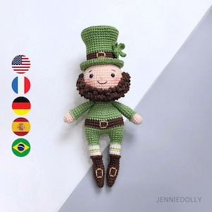 St Patrick's Day Leprechaun The Luck Of Irish - Amigurumi Crochet Doll Digital PDF Pattern, Patron English Deutsch Français Español