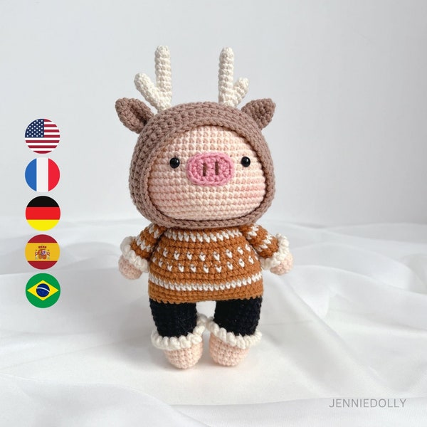Leo The Deer Pig Crochet Amigurumi Doll – Digital PDF pattern, instant download