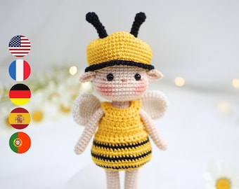 Bumble Bee Fairy – Amigurumi Crochet Doll Pattern, Digital PDF Instant Download Häkelanleitung English Deutsch Français Español Português