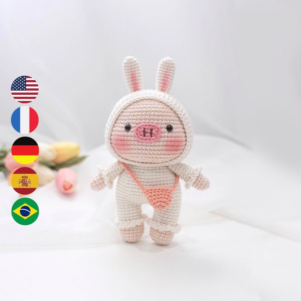 Gin The Bunny Pig – Amigurumi Crochet doll PDF pattern, instant download