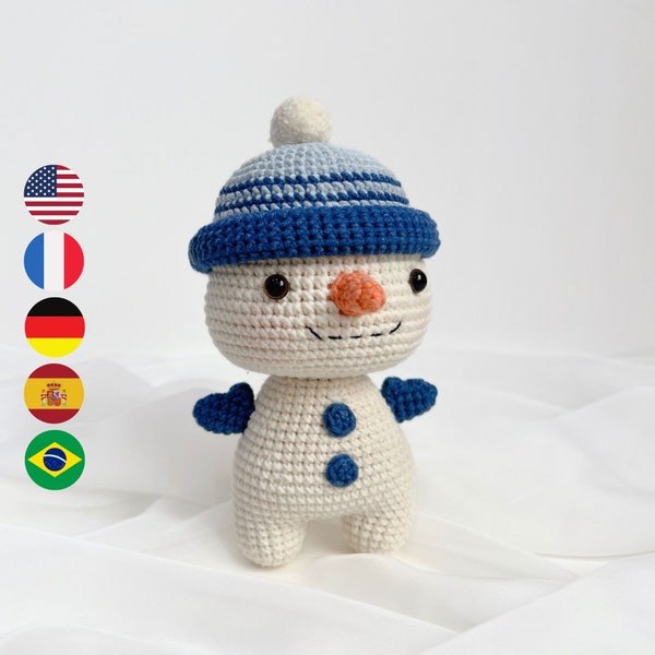 Finn The Snowman - Crochet Amigurumi Doll pattern, digital PDF files häkelanleitung, patrón English Deutsch Français Español Português