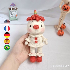 Pickles the Clown Puppen Häkelanleitung: Amigurumi Clown (Digitaler Download)