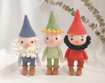 Bundle Set of 3 Gnome Patterns – Amigurumi Crochet Gnome PDF pattern, instant download