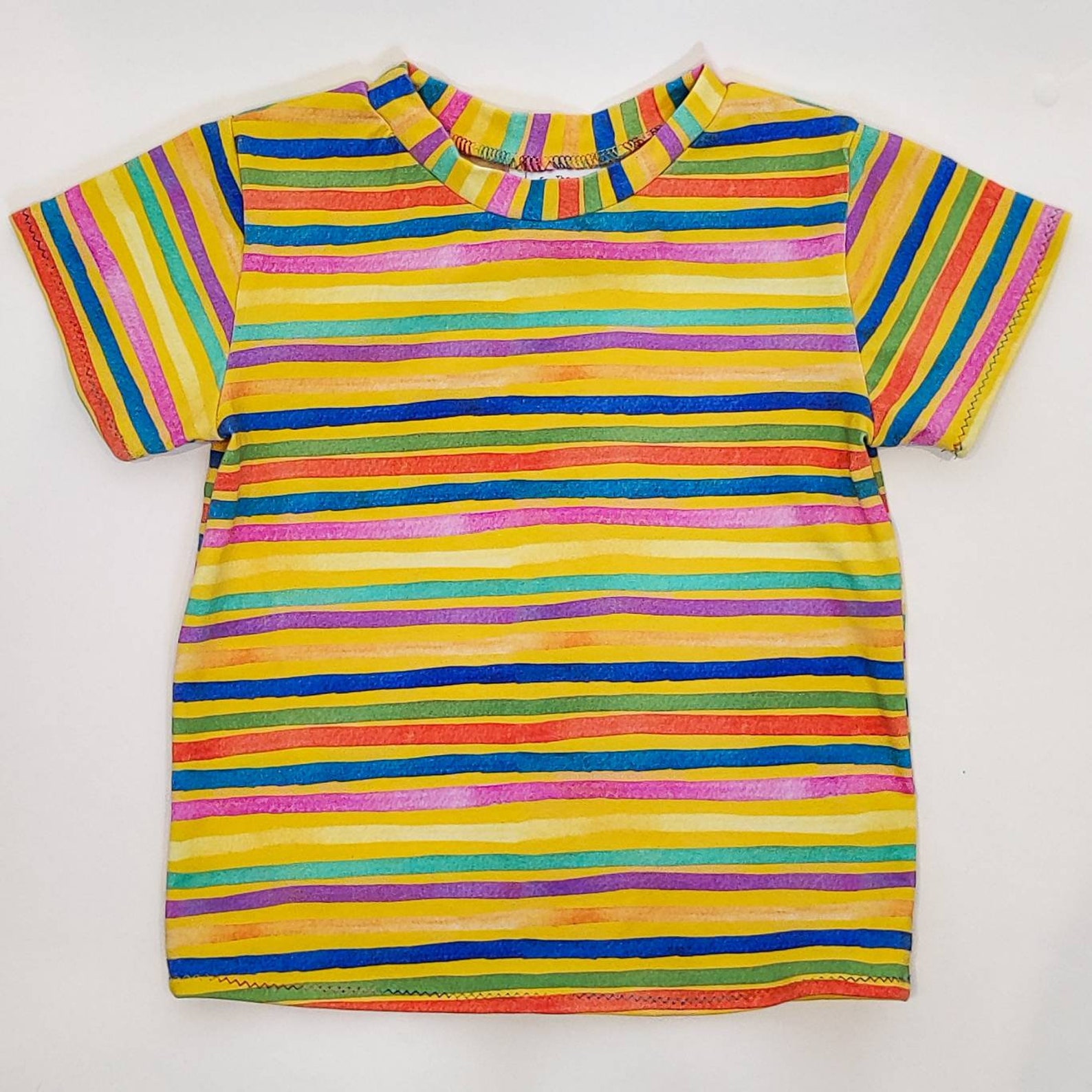 Rainbow stripe kids T-shirt handmade in the UK. Standard fit | Etsy