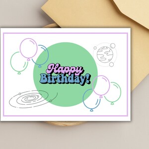 Space Theme Printable Birthday Card - Etsy