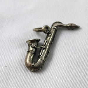 Vintage Sterling Silver Saxophone Charm with O Ring