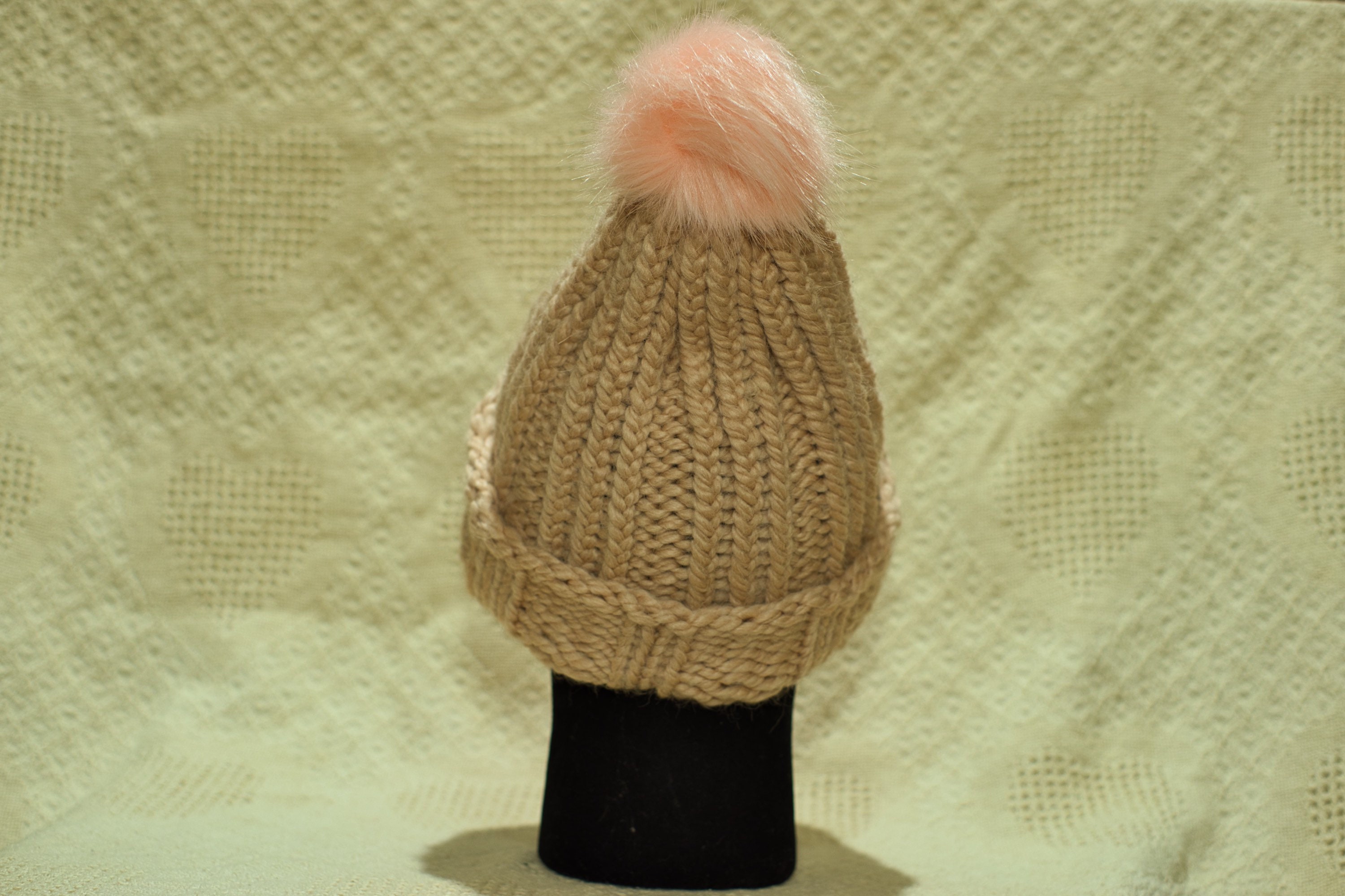 Adult Pink Winter Hat with Pink Pom Etsy.de