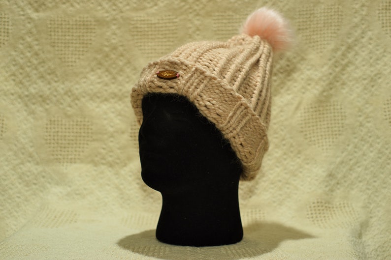 Adult Pink Winter Hat with Pink Pom Etsy.de