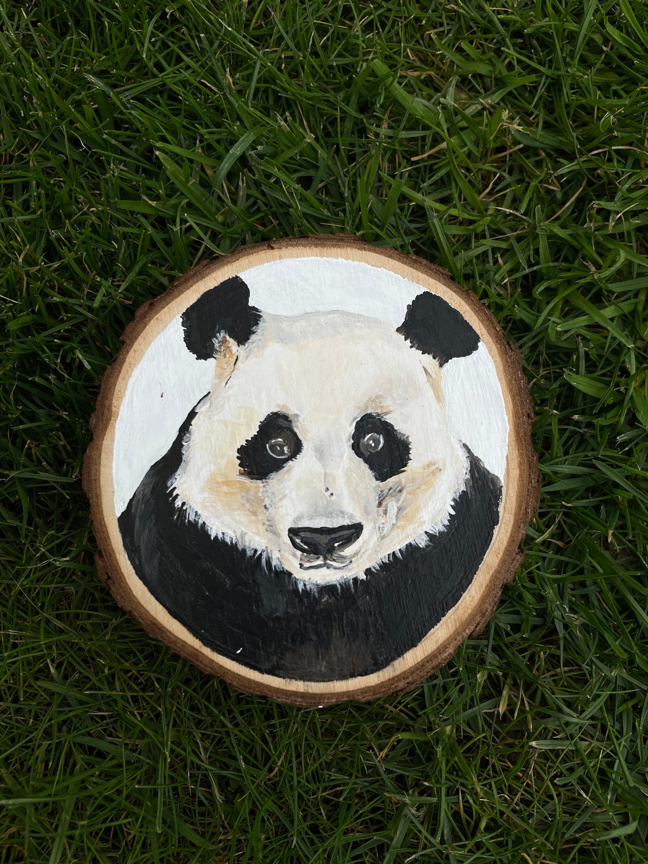 Original Wood Slice Art of Giant Panda Conservation Art Etsy UK