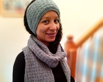 PDF CROCHET PATTERN for the Snuggly Scarf with Pockets and Ear Warmer