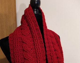 Cabled Crochet Scarf Pattern PDF, Advanced Beginner Winter Scarf, Digital Download