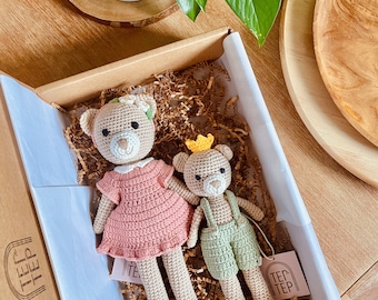 Teddy Bear Big Sister Little Brother Dolls 100% Cotton Stuffed Animals Lovey Baby Toys