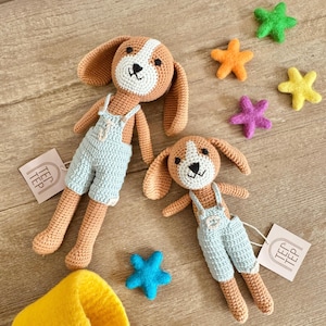 Big Brother Little Brother Gift Crochet Cotton Puppy Dolls Baby Boy Announcement