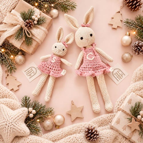 Personalized Big Sister Little Sister Doll, Sibling Gift, Handmade Crochet Doll, Christmas Gift for Sisters, Birthday Keepsake