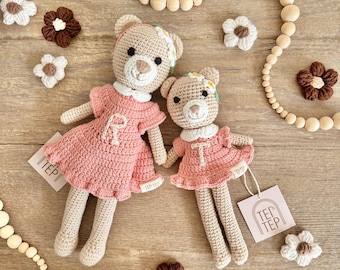 Handcrafted Big Sister Little Sister Doll Cotton Teddy Bear Gift Baby Girl Gift