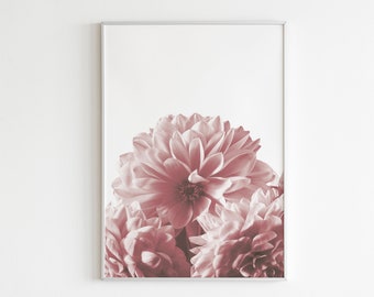 Pink Flower Wall Print, Printable Wall Art, Flower Print, Minimalist Print, Home Decor, Floral Wall Art
