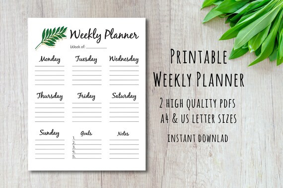Weekly Planner Printable Planner Weekly Organizer Weekly | Etsy