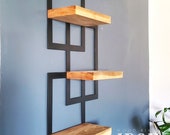 Metal Framed Triple Floating Shelves, Staggered Shelves, Modern Shelves, Plant Stand