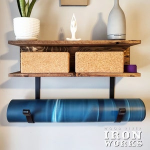 Yoga Mat Rack 2 Shelves, Yoga Decor, Gym Mat Rack