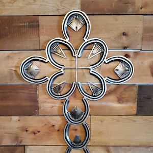 Cross, Wall hanging, Horseshoe Cross, Rustic Decor, Farmhouse Decor - Stylized Horseshoe Cross -   large