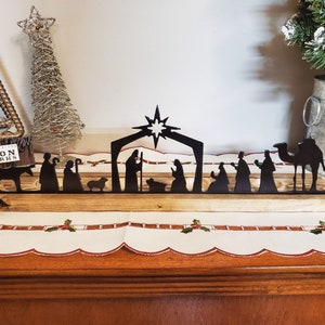 Nativity Scene with Wooden Stand  18" long - NO tea lights