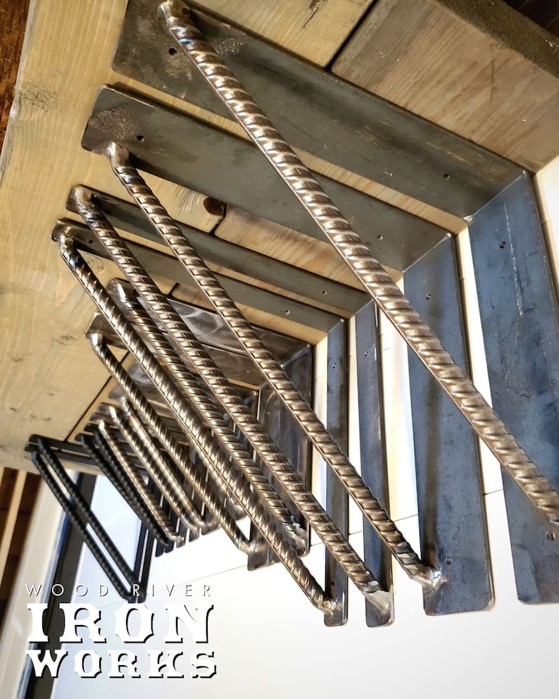 Unique Metal Shelf Rebar Shelf Brackets Shelf Support Welded Metal Brackets Farmhouse SOLD AS SET Rustic Shelf Brackets