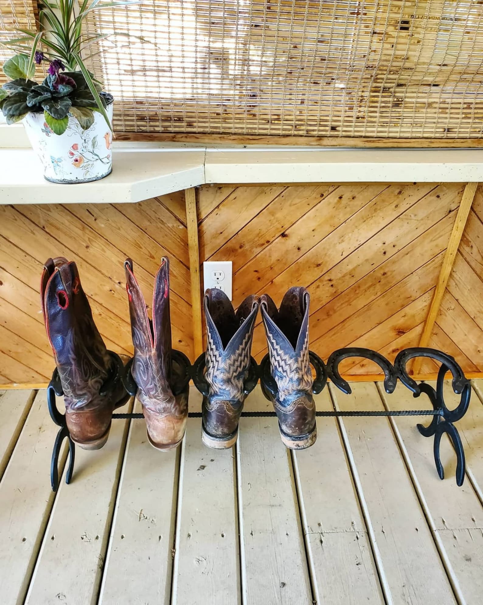 Western Boot Rack Shoe Storage Horseshoe Boot Rack Boot Etsy