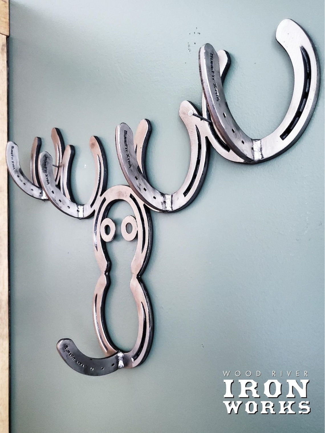 Moose Coat Rack, Horseshoe Coat Rack, Western Decor, Horseshoe Moose ...