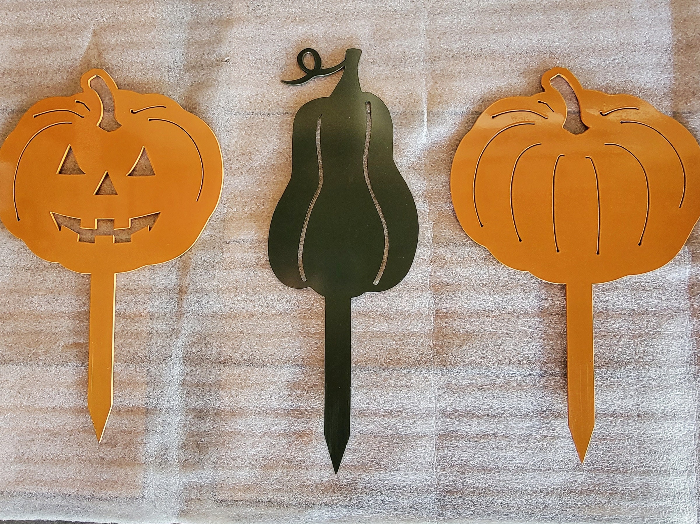 Fall Yard Decor / Pumpkin and Gourd Metal Yard Stakes / Halloween ...