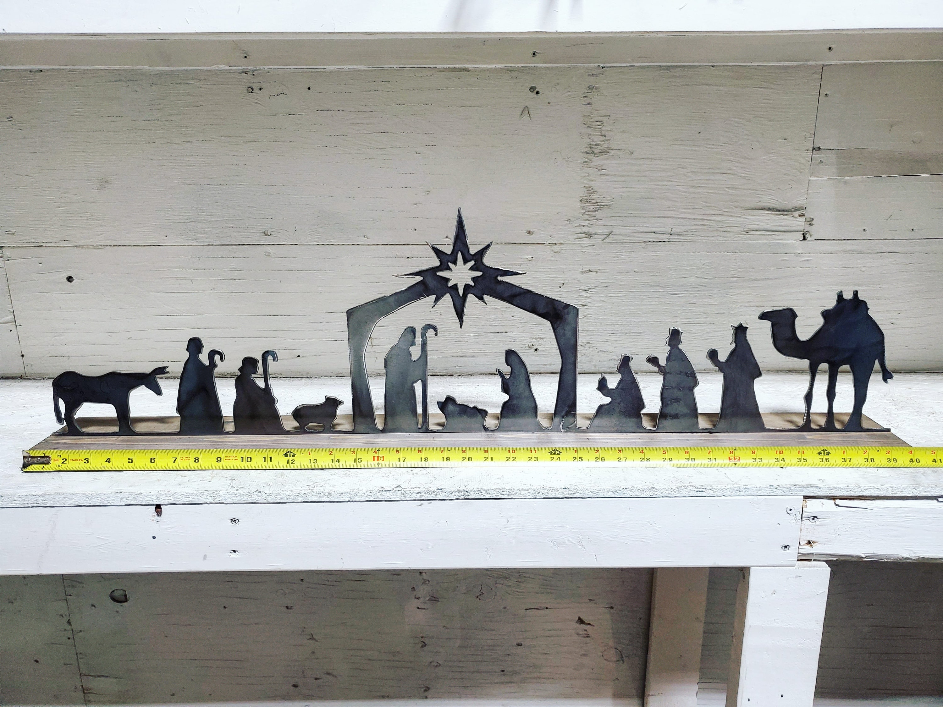 Nativity Scene 40 long Metal Nativity Scene with Wood Etsy