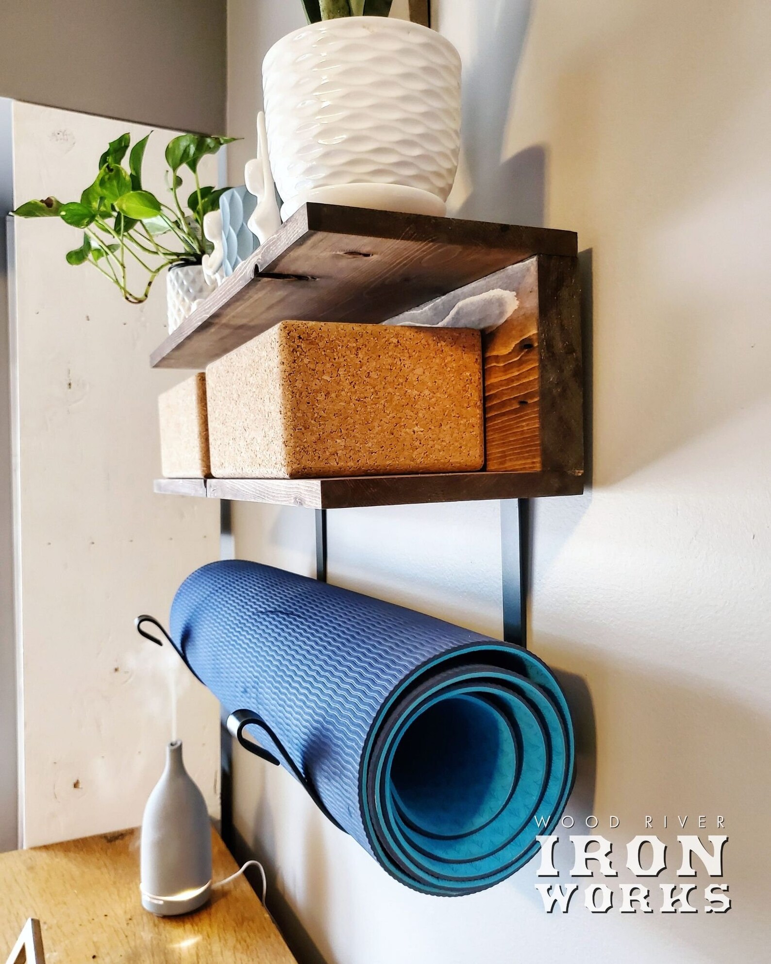Yoga Mat Rack 2 Shelves Yoga Decor Gym Mat Rack Etsy Canada