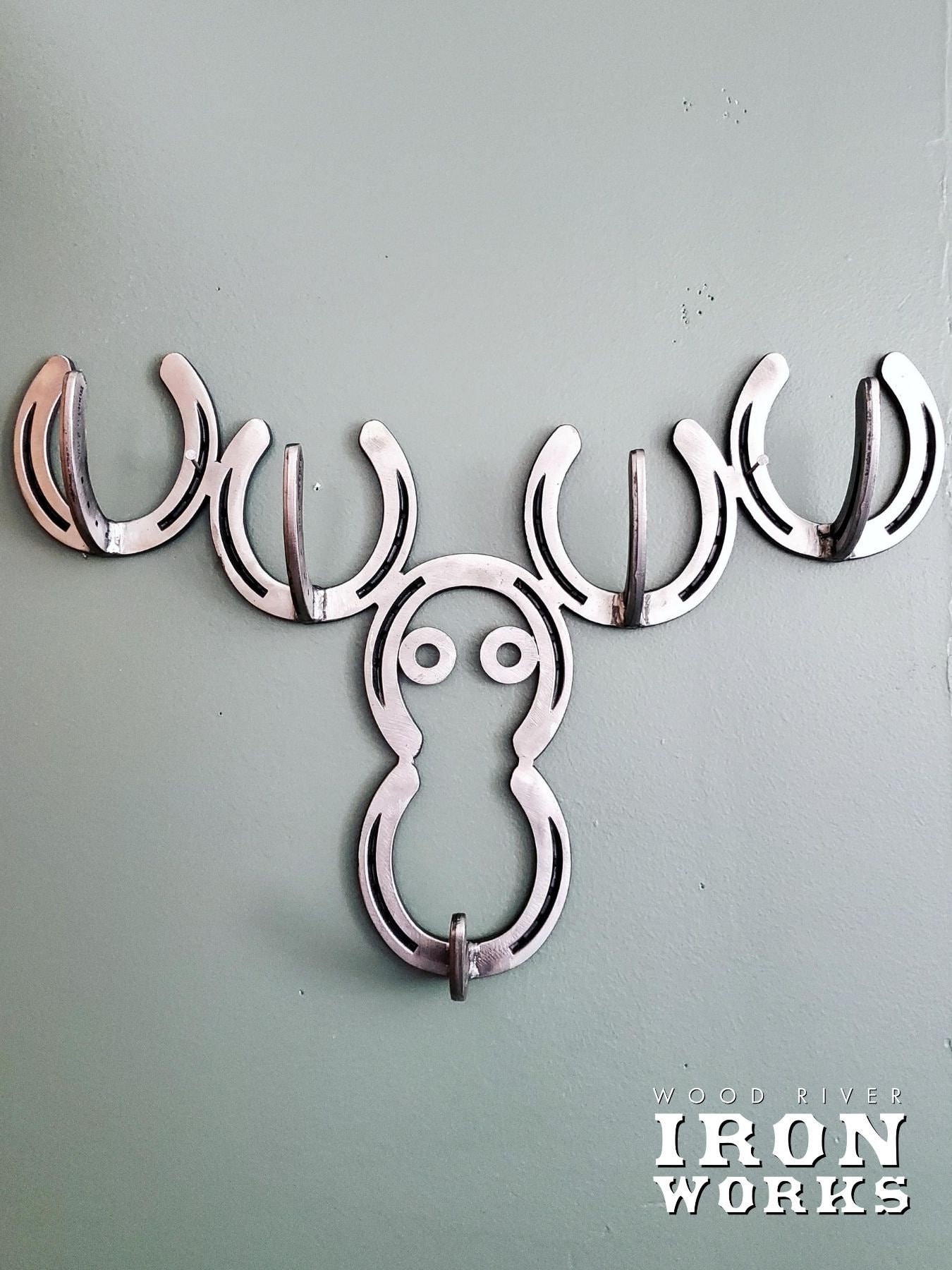 Moose Coat Rack, Horseshoe Coat Rack, Western decor, Horseshoe Moose, Rustic Coat Rack, Wall Hanging Storage