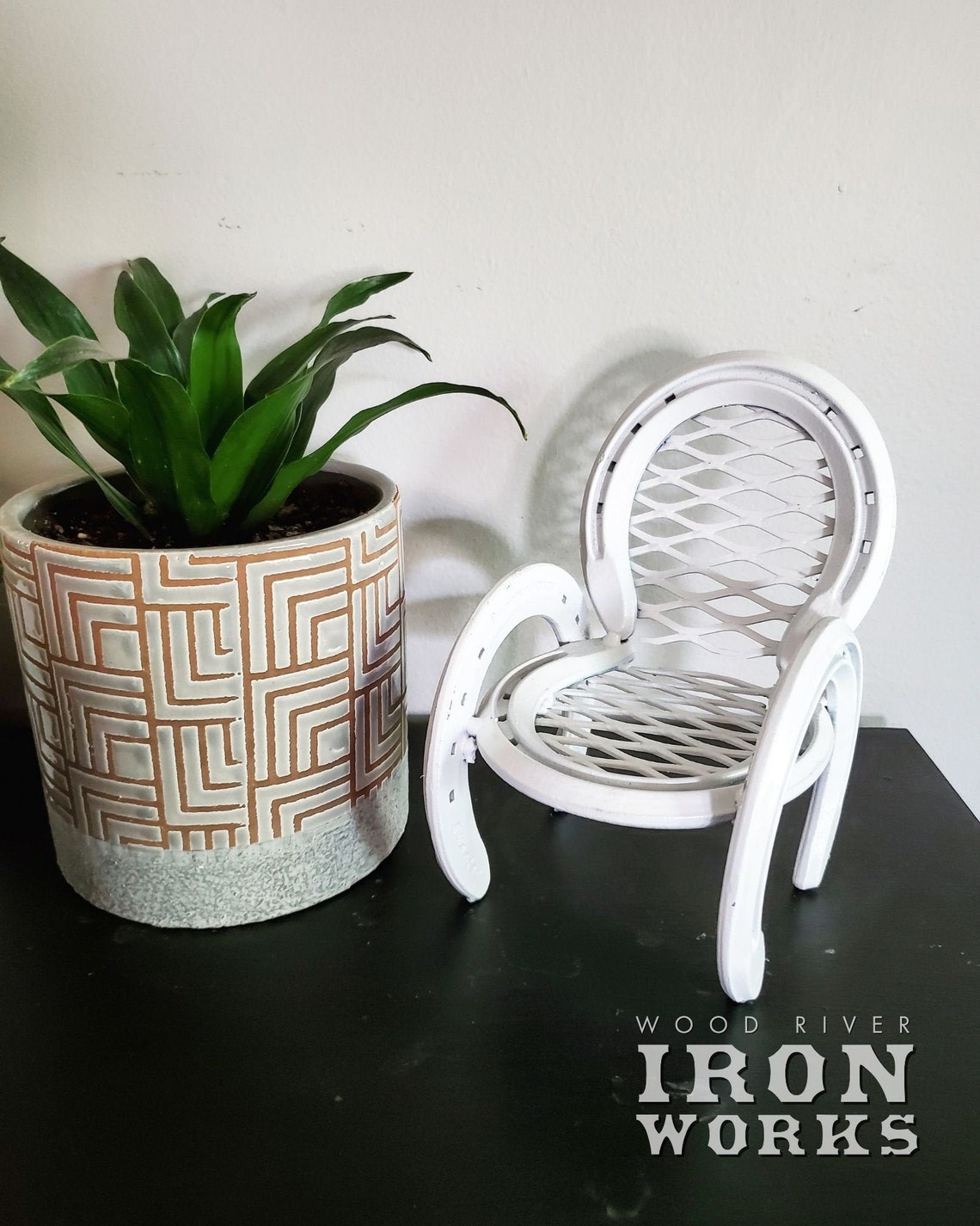 Horseshoe Chair Plant Stand Candle Holder Horseshoe Art Etsy