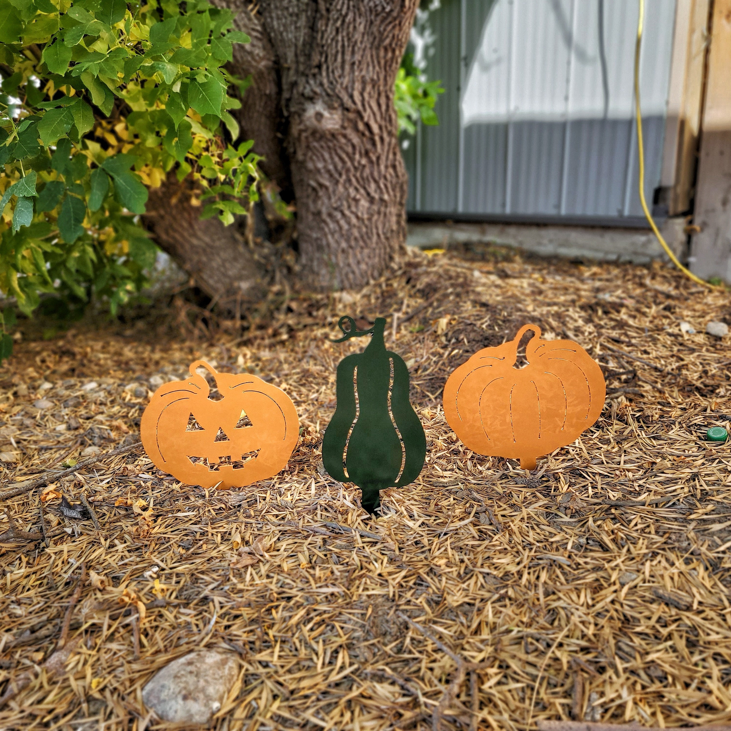 Fall Yard Decor / Pumpkin and Gourd Metal Yard Stakes / Halloween ...
