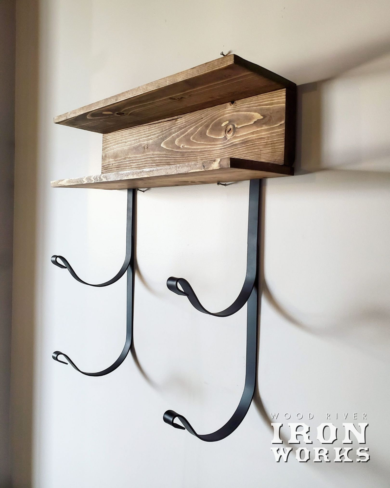 Yoga Mat Rack 2 Shelves With 2 Mat Racks Yoga Decor Gym Mat Etsy