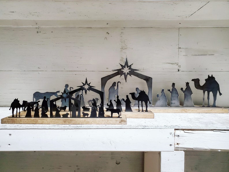 Nativity Scene Tea Light Holder 30 Long Metal Nativity Etsy