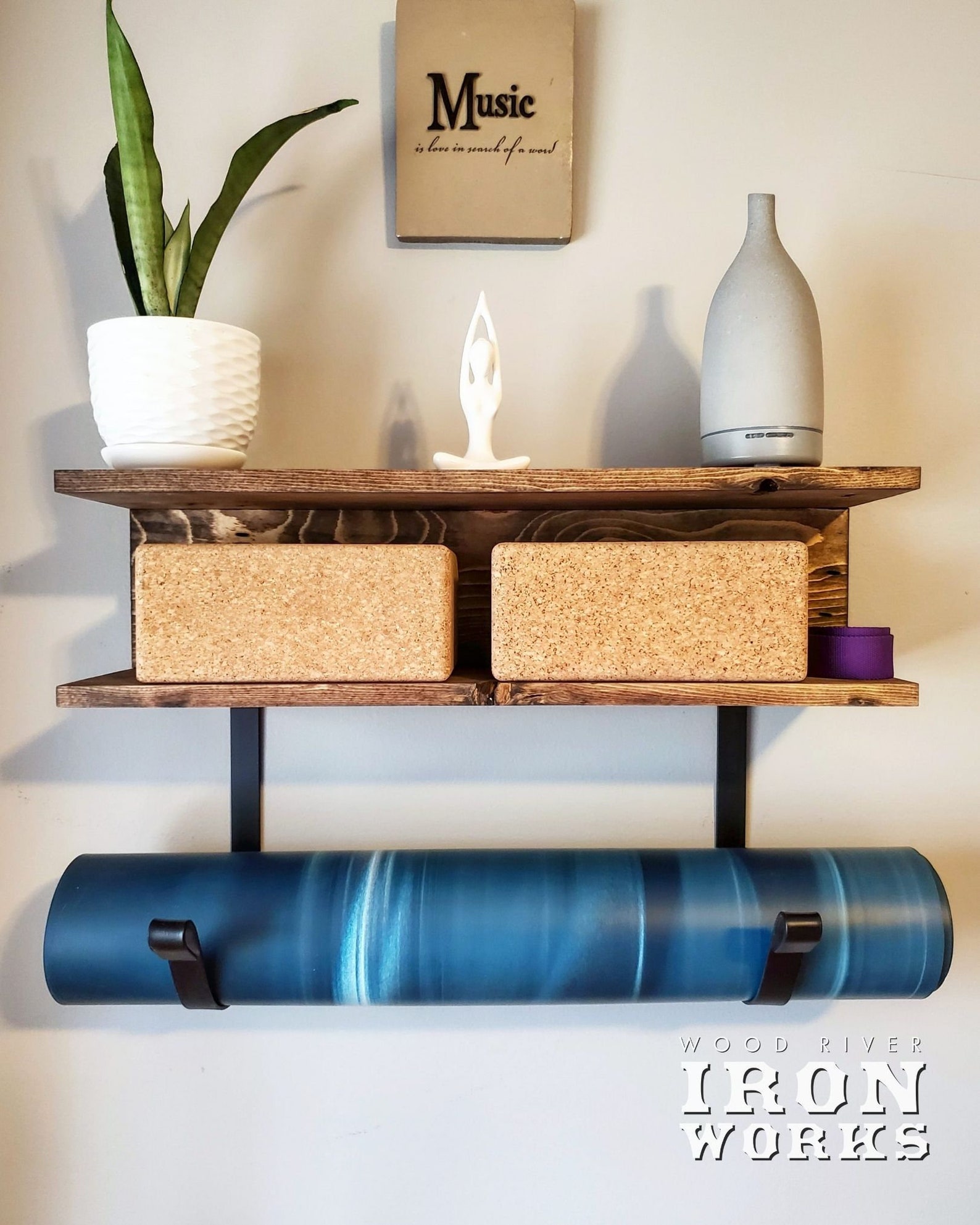 Yoga Mat Rack 2 Shelves Yoga Decor Gym Mat Rack Etsy Canada