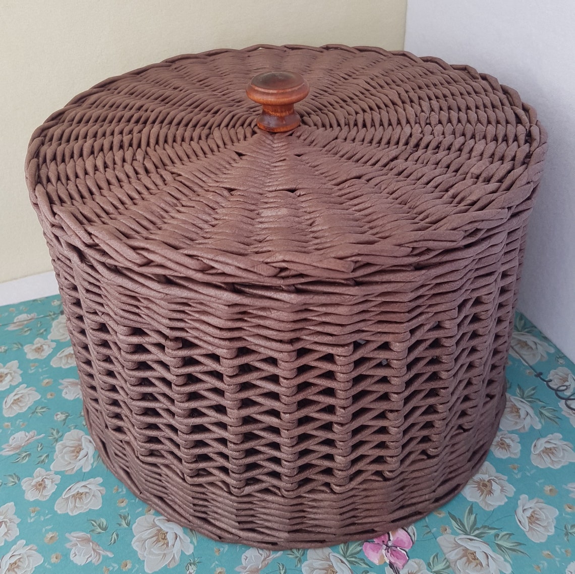 Wicker basket with lid Wicker basket Wicker storage basket Etsy