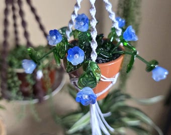 Beaded Forever Plant Sun Catcher With Macrame Hanger | Glass Flower Beads | Plant Lover Gifts